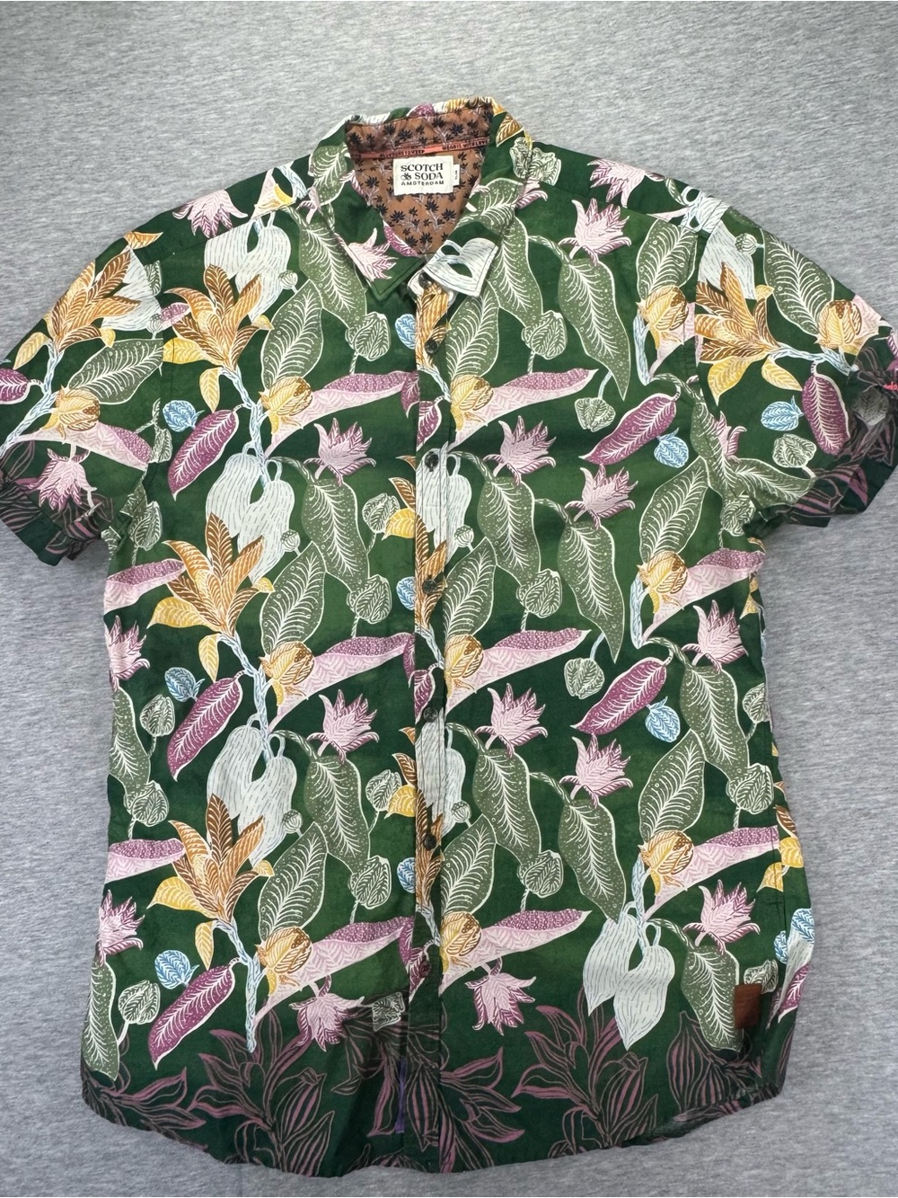 Scotch & Soda Amsterdam Button Down Floral Pattern Short Sleeve Shirt Men’s Med
